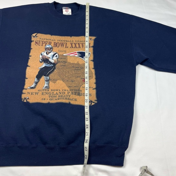 Vtg Tom Brady New England Patriots Mens Crewneck Sweatshirt Large Y2K Map C2 - Picture 8 of 8